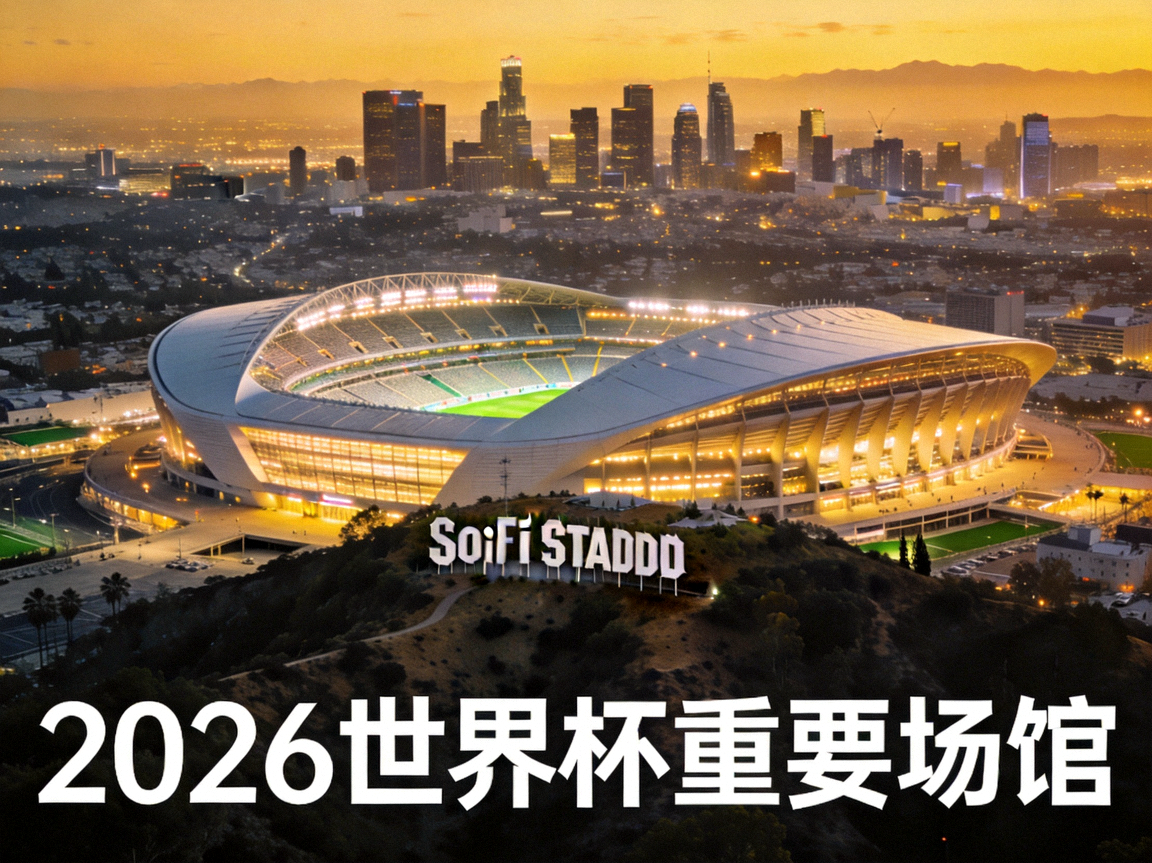 洛杉矶好莱坞标志与SoFi体育场，2026世界杯重要场馆